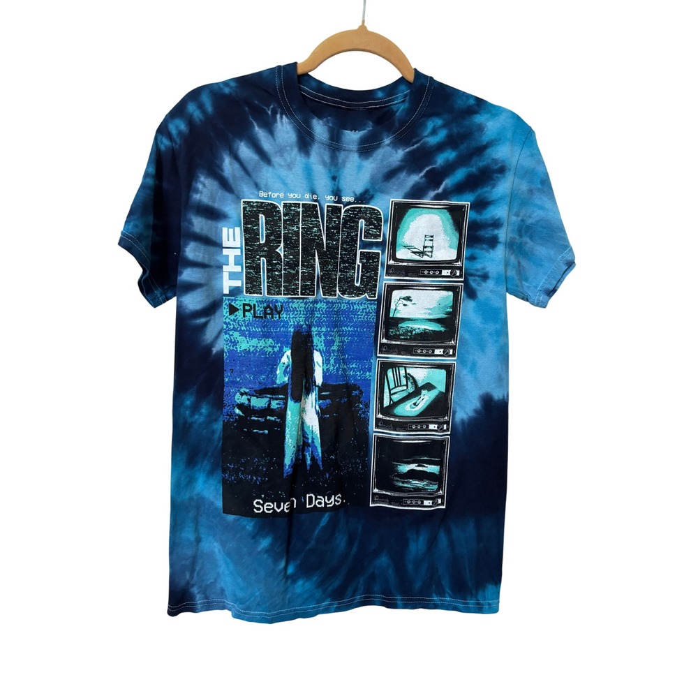 Studiohouse Designs The Ring Horror Movie Tie Dye Graphic T-Shirt Blue Small